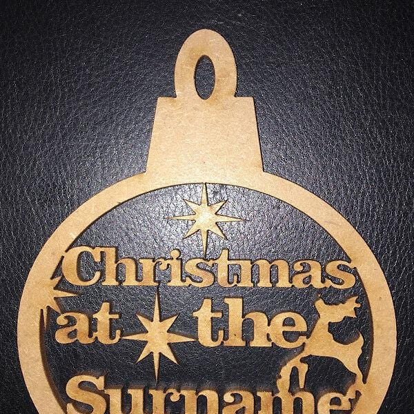 Personalised Christmas Decoration Bauble - Christmas at the Surname - LaserworksUK