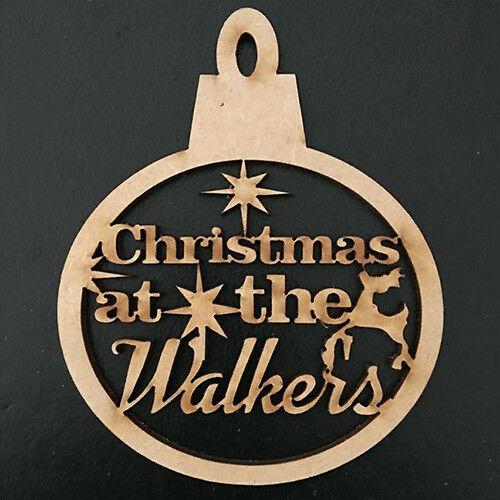Personalised Christmas Decoration Bauble - Christmas at the Surname - LaserworksUK