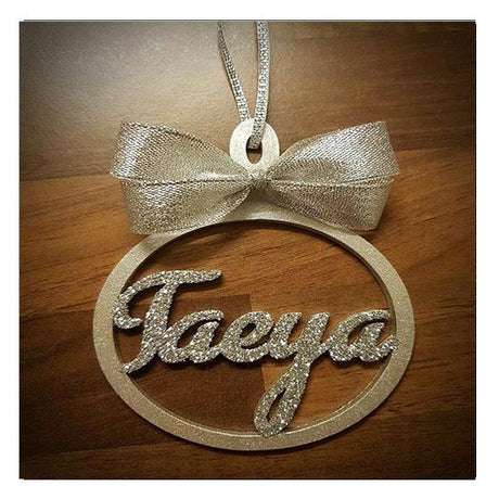 4x Personalised Named Christmas Tree MDF Baubles - LaserworksUK