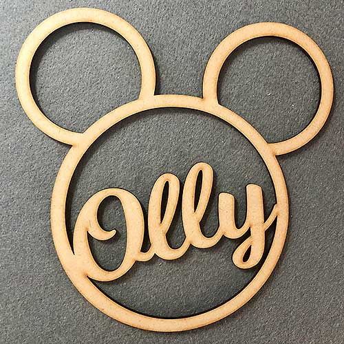 Personalised Named Hoops - Mickey Mouse Style Wreath - Laserworksuk