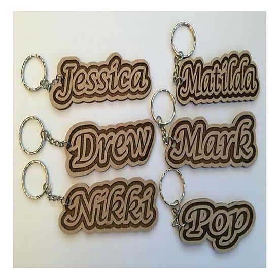 Personalised Wooden Keyring Tags - LaserworksUK