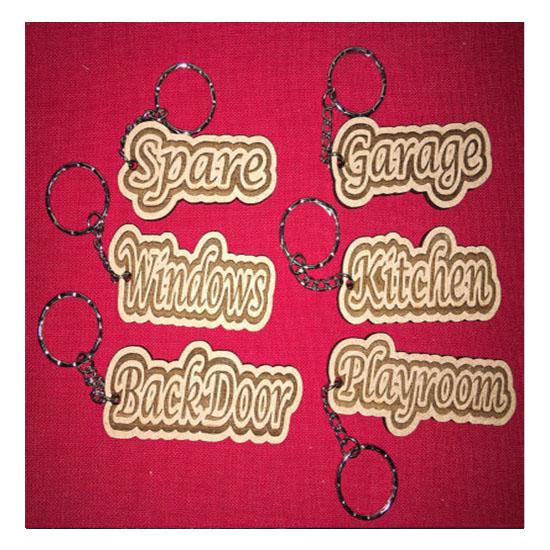 Personalised Wooden Keyring Tags - LaserworksUK