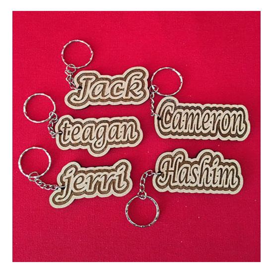 Personalised Wooden Keyring Tags - LaserworksUK