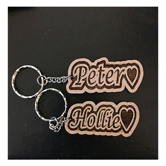 Personalised Wooden Keyring Tags - LaserworksUK