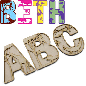 Safari Animal Theme Layered Letters - Full Alphabet Set Available - LaserworksUK