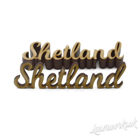Shetland Script Words - Highland Name - Wooden Words - Laserworksuk