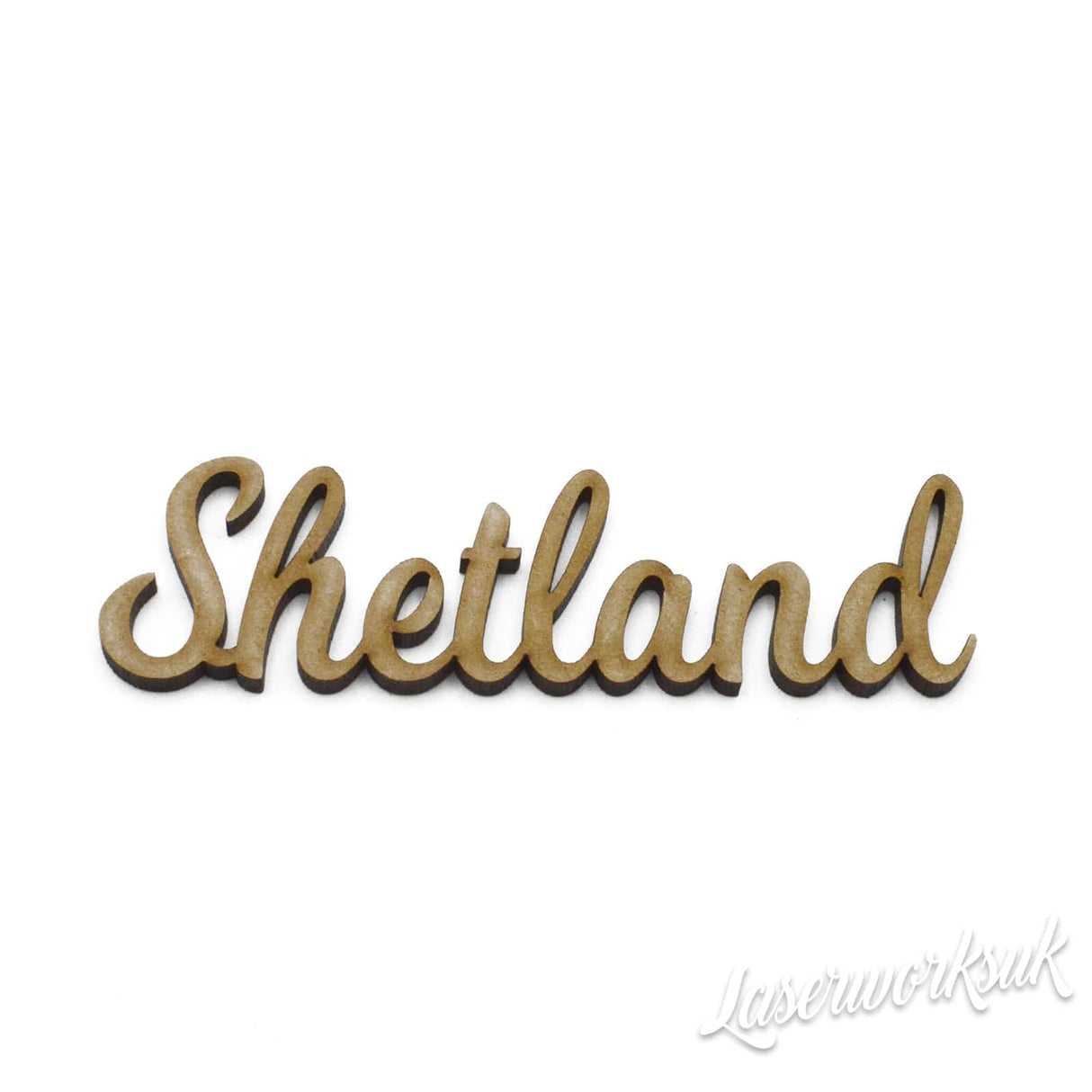 Shetland Script Words - Highland Name - Wooden Words - LaserworksUK