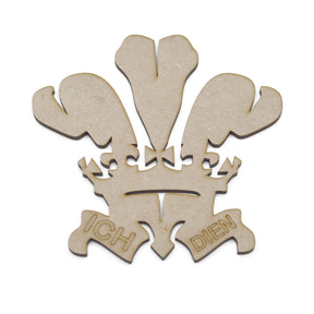 Wales Ich Dien Feathers - Wooden Craft Shapes - LaserworksUK