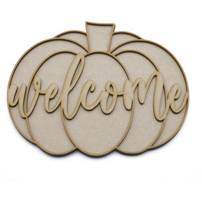 Welcome Pumpkin Halloween Sign - LaserworksUK