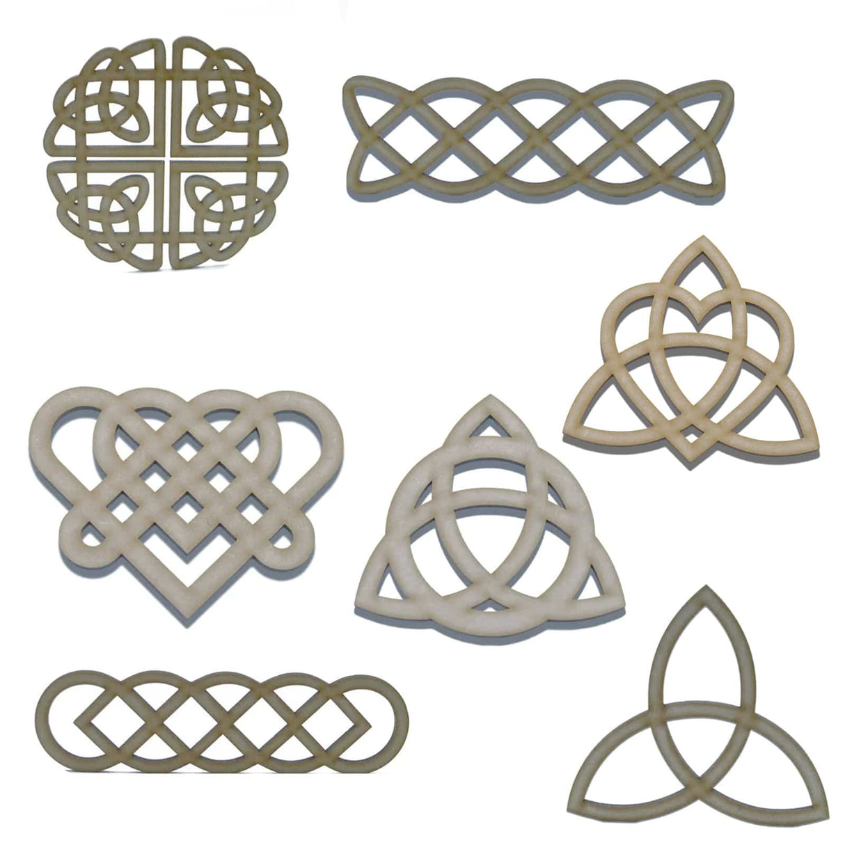 Wooden Celtic Knot Shapes - Trinity Knot - Triquetra - Laserworksuk