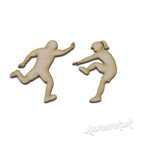 Wooden Footballer Boy and Girl - Craft Shapes - LaserworksUK