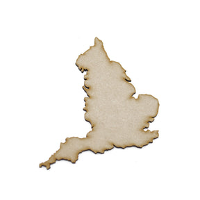 Wooden Maps of England Outline Craft Shapes - LaserworksUK