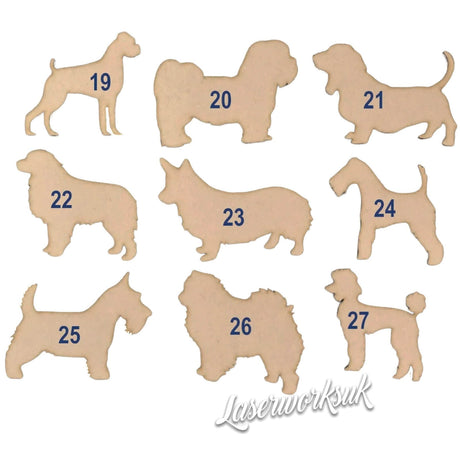 Wooden MDF Dog Craft Shapes - 50+ Breeds Available - Laserworksuk