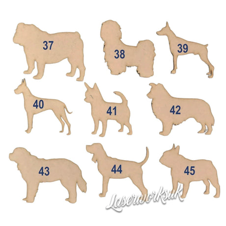 Wooden MDF Dog Craft Shapes - 50+ Breeds Available - Laserworksuk