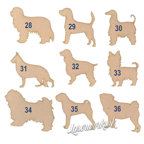 Wooden MDF Dog Craft Shapes - 50+ Breeds Available - Laserworksuk