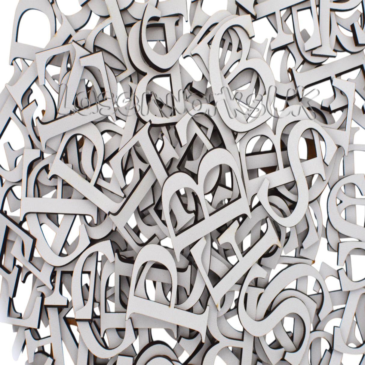 White Painted MDF Wooden Letters - Cambria Font 2cm - 30cm - Laserworksuk
