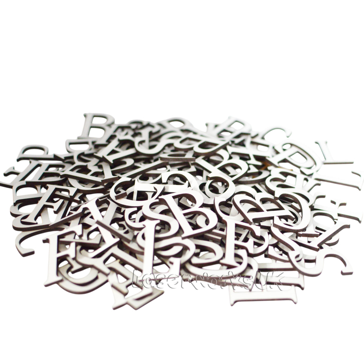 White Painted MDF Wooden Letters - Cambria Font 2cm - 30cm - Laserworksuk