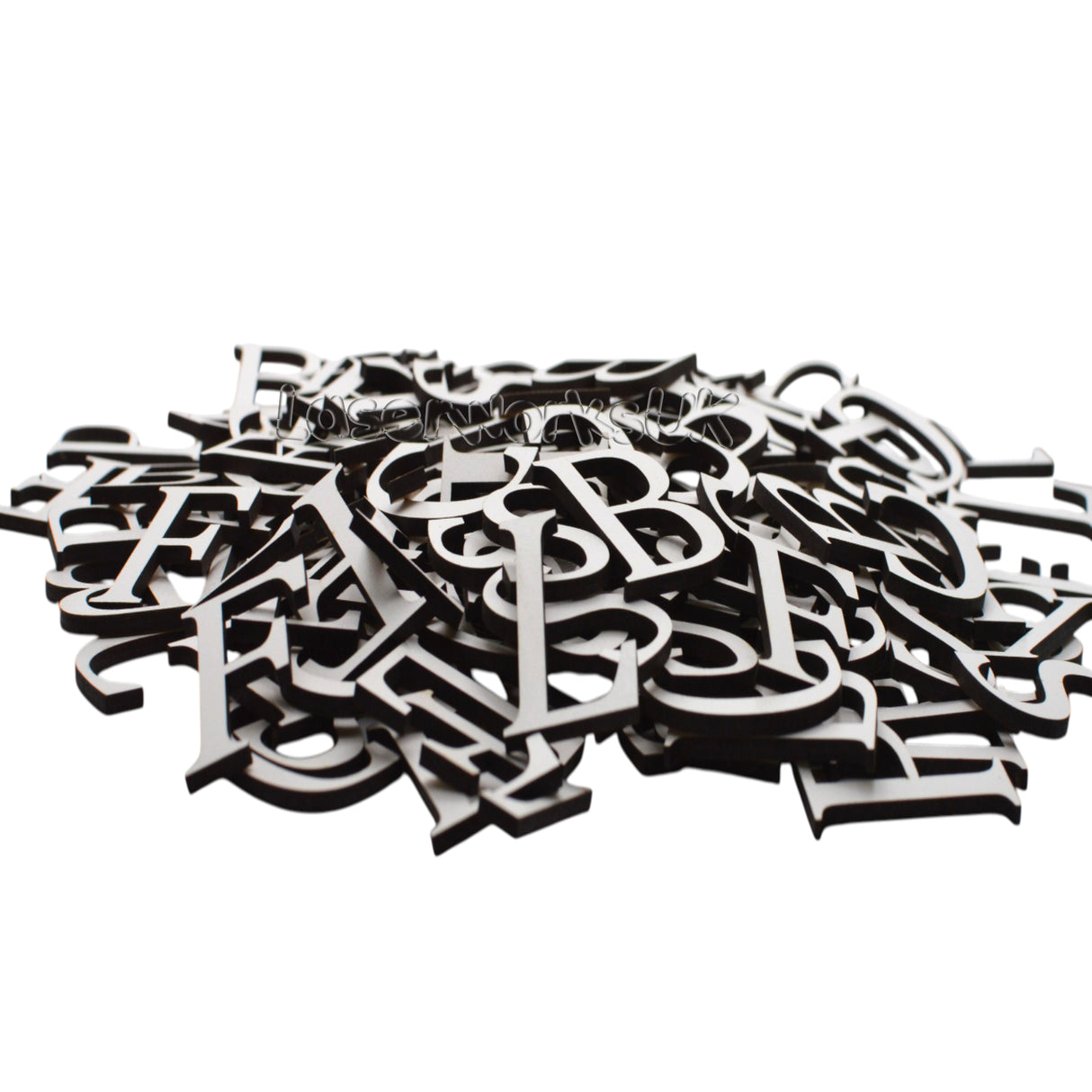 White Painted MDF Wooden Letters - Cambria Font 2cm - 30cm - Laserworksuk
