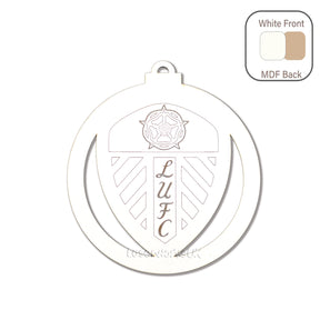 Leeds United Christmas Baubles - White Faced MDF - LUFC - LaserworksUK