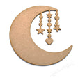 Crescent Moon Shape With Hanging Stars - LaserworksUK