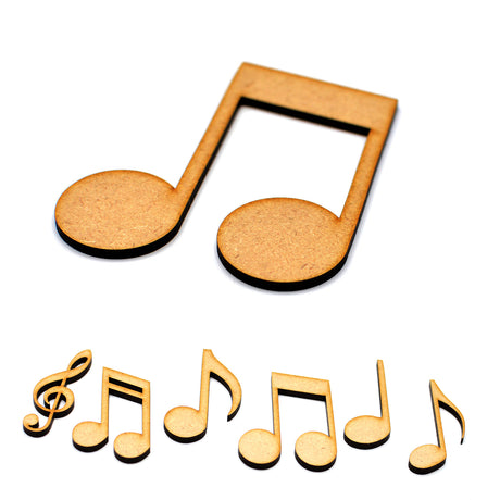 6 x Wooden Music Notes - Craft Shapes - Laserworksuk