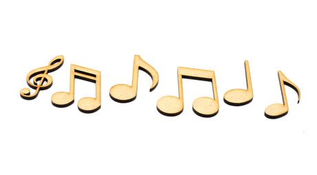 6 x Wooden Music Notes - Craft Shapes - Laserworksuk