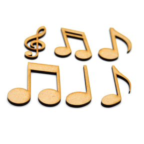 6 x Wooden Music Notes - Craft Shapes - Laserworksuk