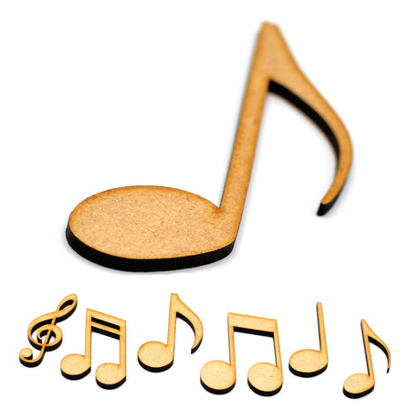 6 x Wooden Music Notes - Craft Shapes - Laserworksuk