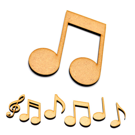 6 x Wooden Music Notes - Craft Shapes - Laserworksuk