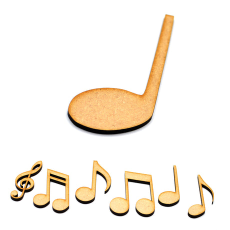 6 x Wooden Music Notes - Craft Shapes - Laserworksuk