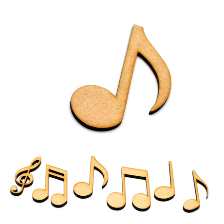 6 x Wooden Music Notes - Craft Shapes - Laserworksuk