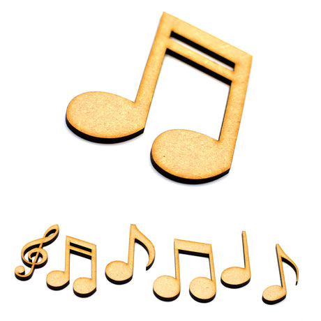 6 x Wooden Music Notes - Craft Shapes - Laserworksuk