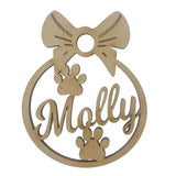 Dog Paw Shaped Bauble, Personalised Pet Name Decoration - LaserworksUK