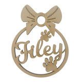 Dog Paw Shaped Bauble, Personalised Pet Name Decoration - LaserworksUK