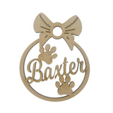 Dog Paw Shaped Bauble, Personalised Pet Name Decoration - LaserworksUK