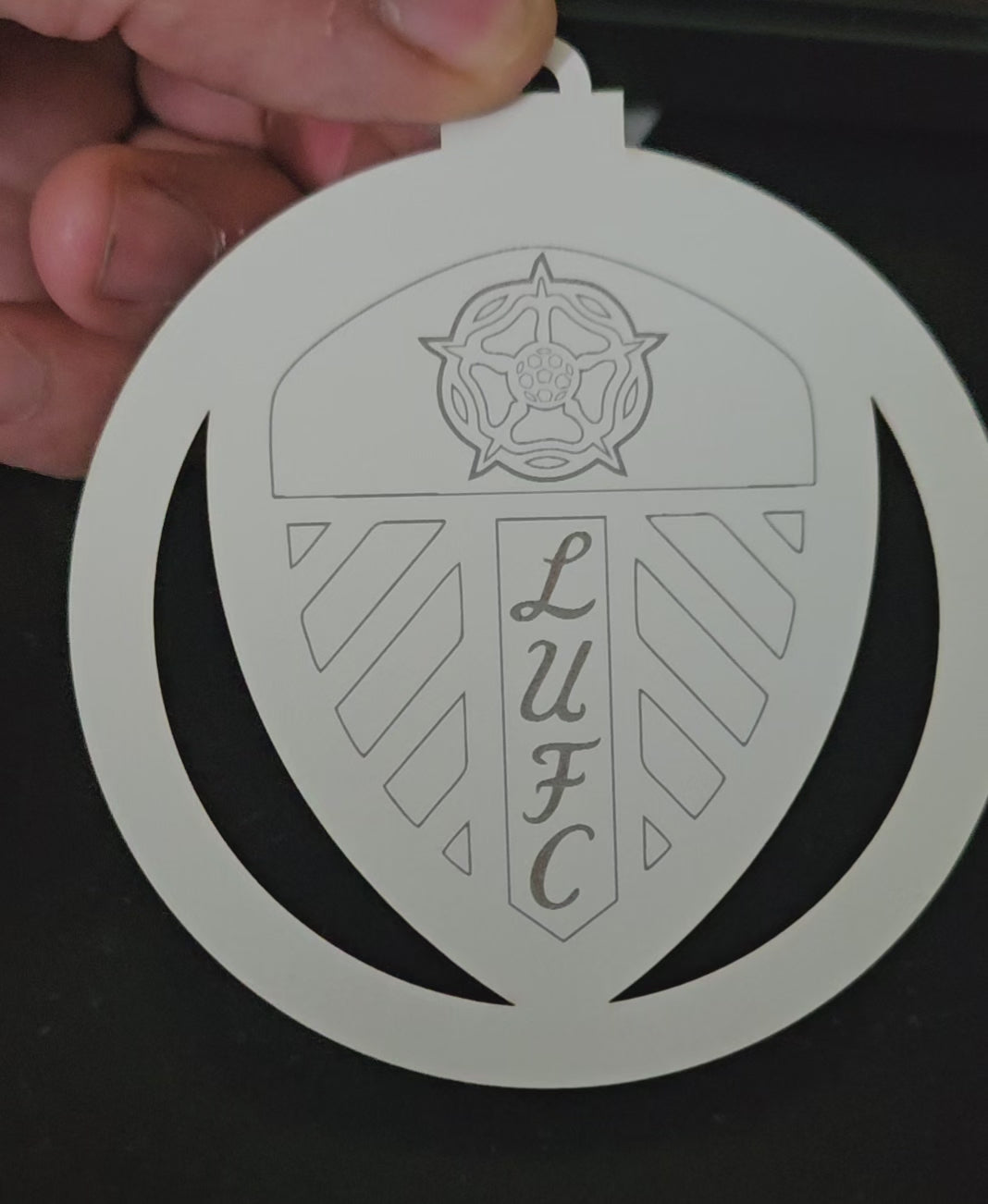 Leeds United Christmas Baubles - White Faced MDF - LUFC