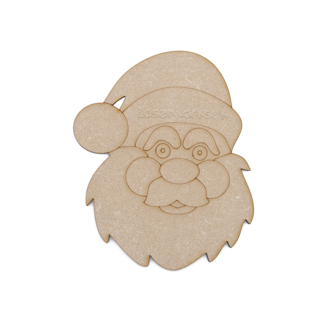 Wooden Santa Face - Christmas Decoration - LaserworksUK