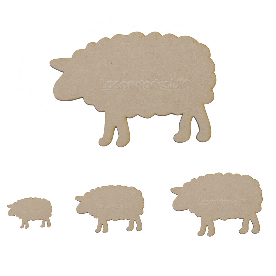 3mm Medite MDF Wooden Sheep Craft Shapes | Multi-Pack | LaserworksUK
