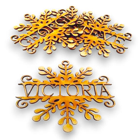 Personalised Snowflake Christmas Tree Bauble - With Hanging Hole - LaserworksUK