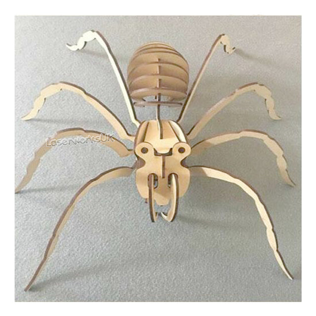 Spider 3d Wooden Puzzle - Laser Cut 3D Model - Mdf Crafts - LaserworksUK