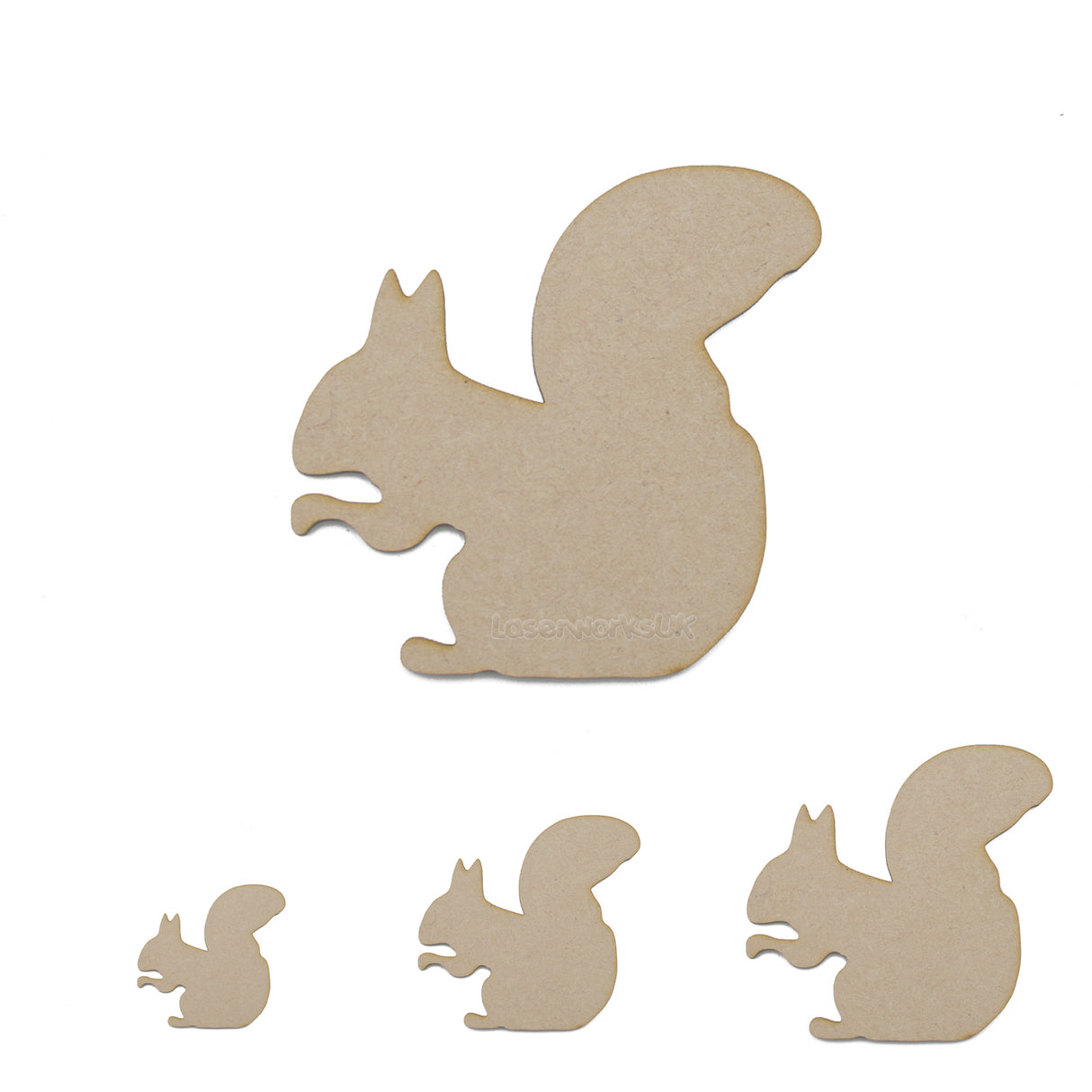 Squirrel MDF Craft Shapes | Wooden Blank Wildlife Embellishment - Laserworksuk