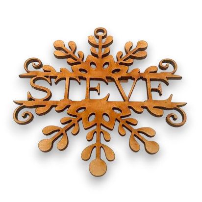 Personalised Snowflake Christmas Tree Bauble - With Hanging Hole - LaserworksUK