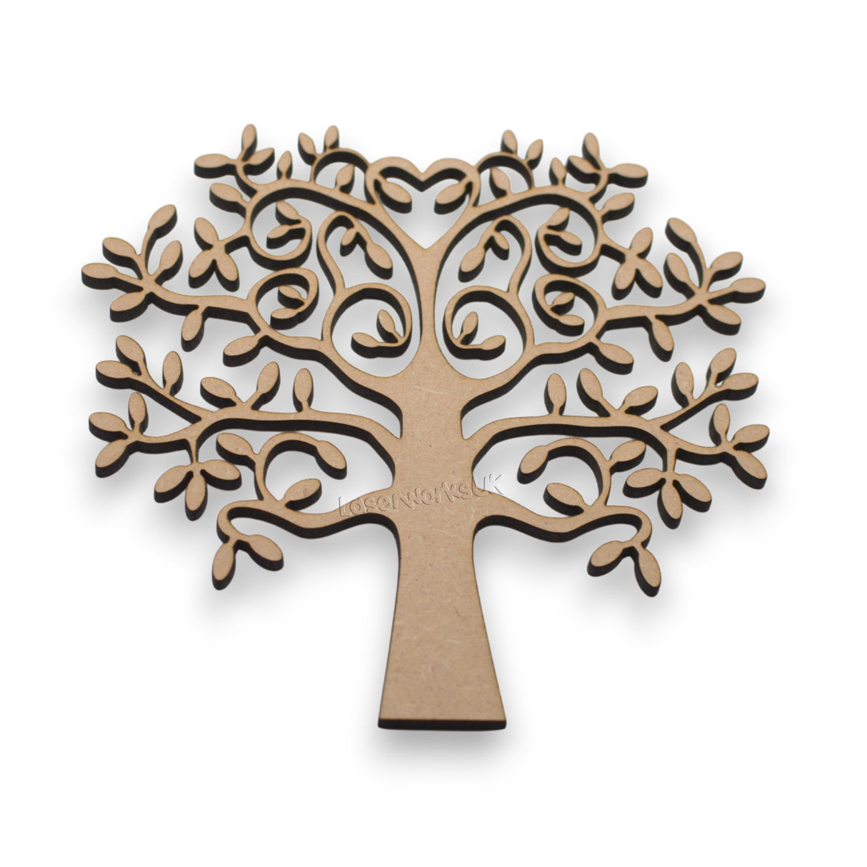 Family Tree With White Mdf Engraved Hearts - LaserworksUK