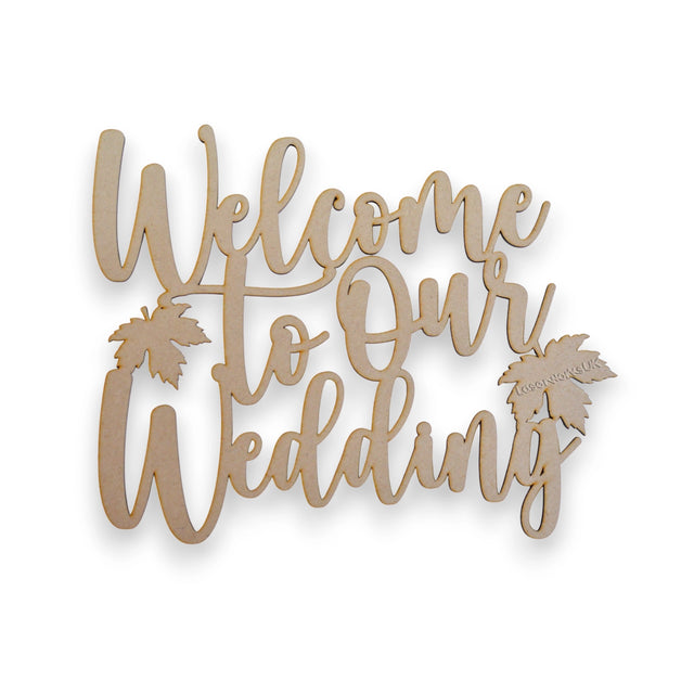 Autumn Wedding Sign & Maple Leaves - Laserworksuk